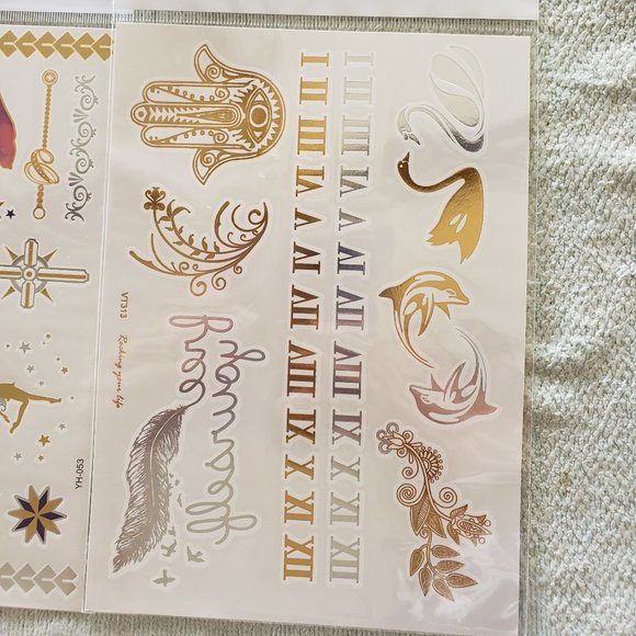 3 sheets Golden Silver Temporary Tattoo - Picture 4 of 16